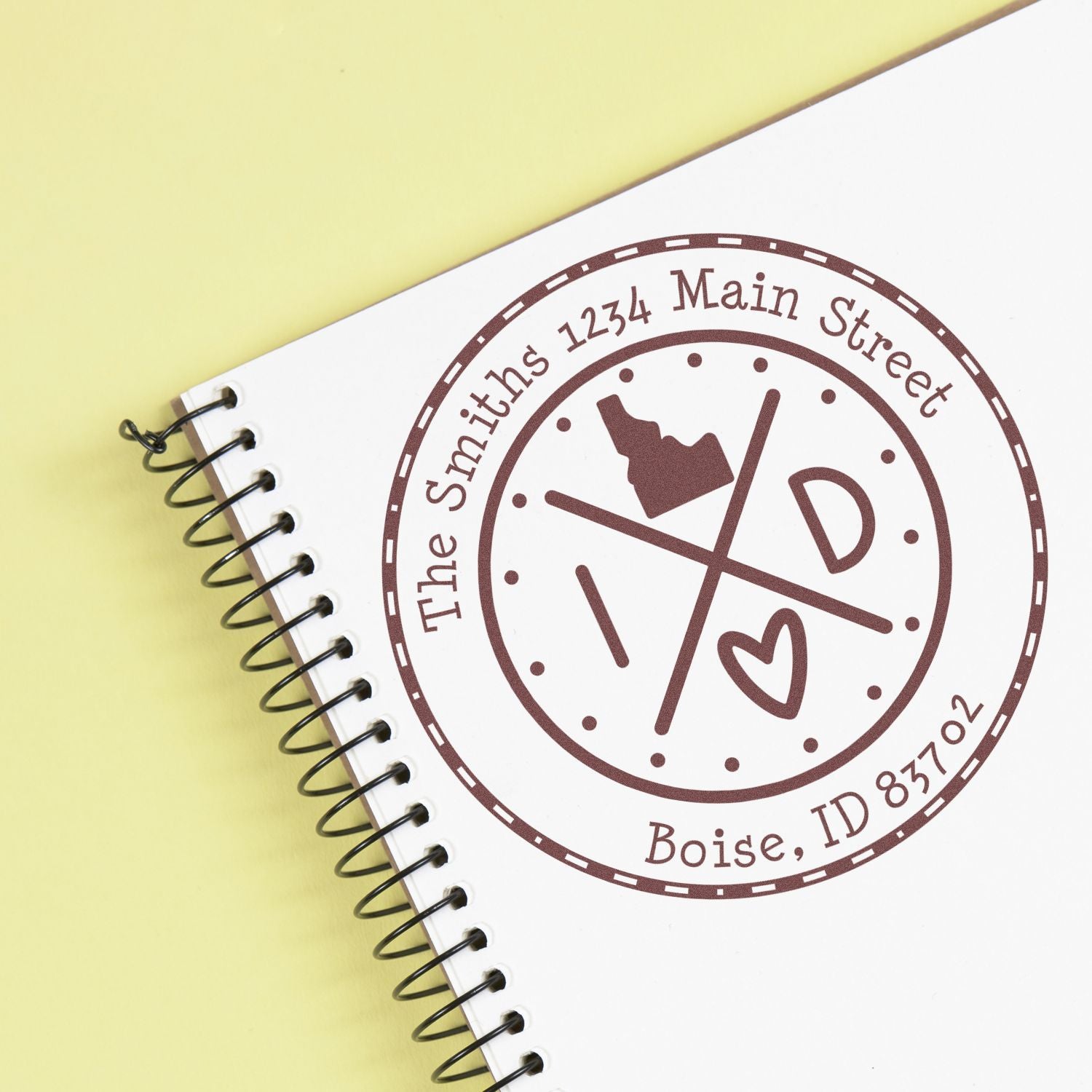 Self-Inking Round Idaho State Cross Customizable New Home Address Stamp - Engineer Seal Stamps