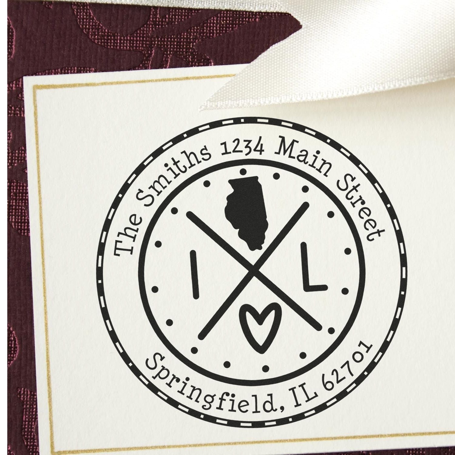 Slim Illinois State Cross Custom Home Address Pre-Inked Stamp - Engineer Seal Stamps