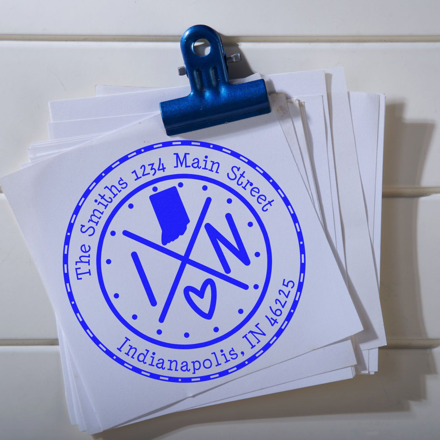 Slim Indiana State Cross Custom Home Address Stamp - Engineer Seal Stamps