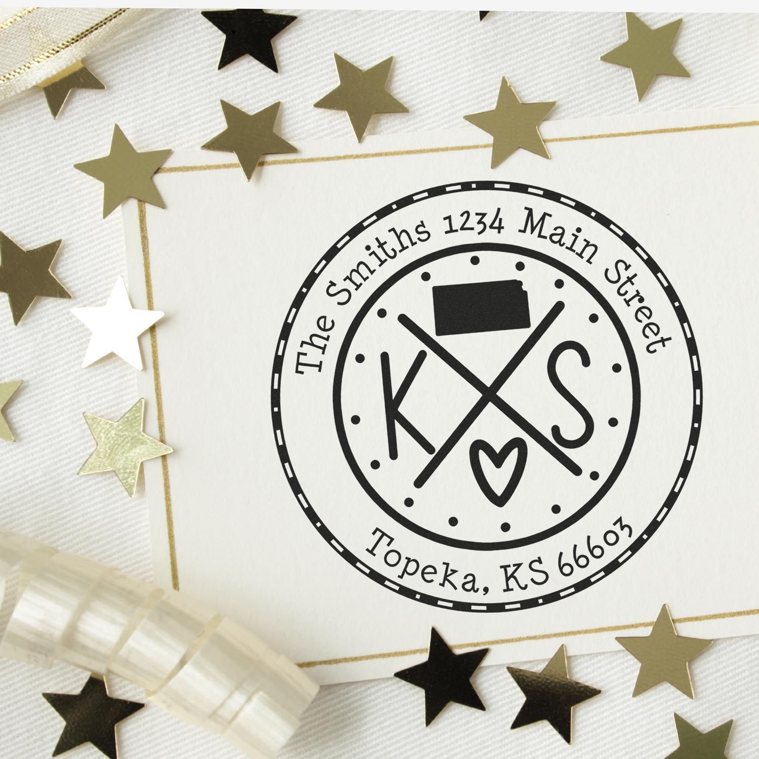 Round PSI Kansas State Cross Customizable Address Stamp - Engineer Seal Stamps