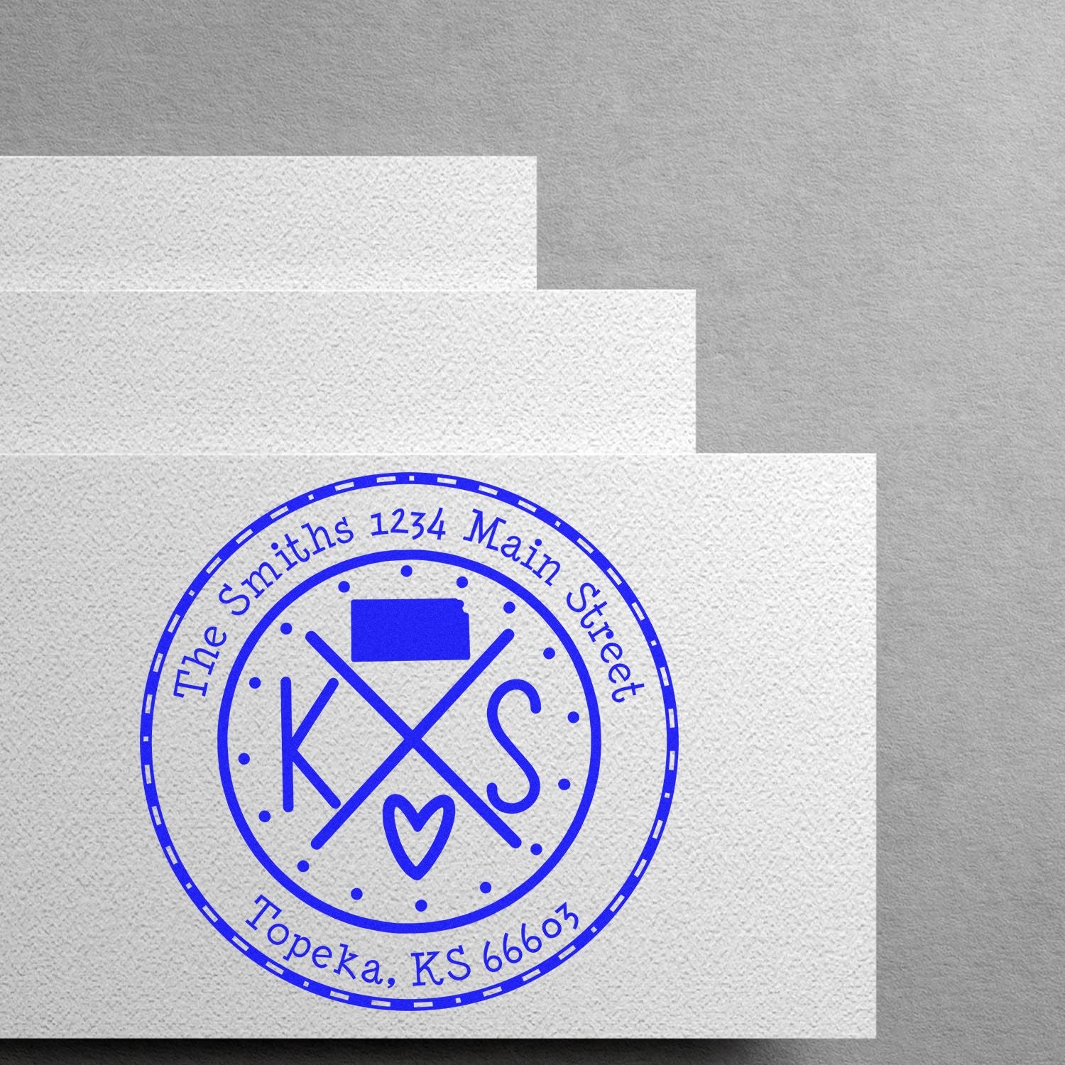 Self-Inking Round Kansas State Cross Customizable Return Address Stamper - Engineer Seal Stamps
