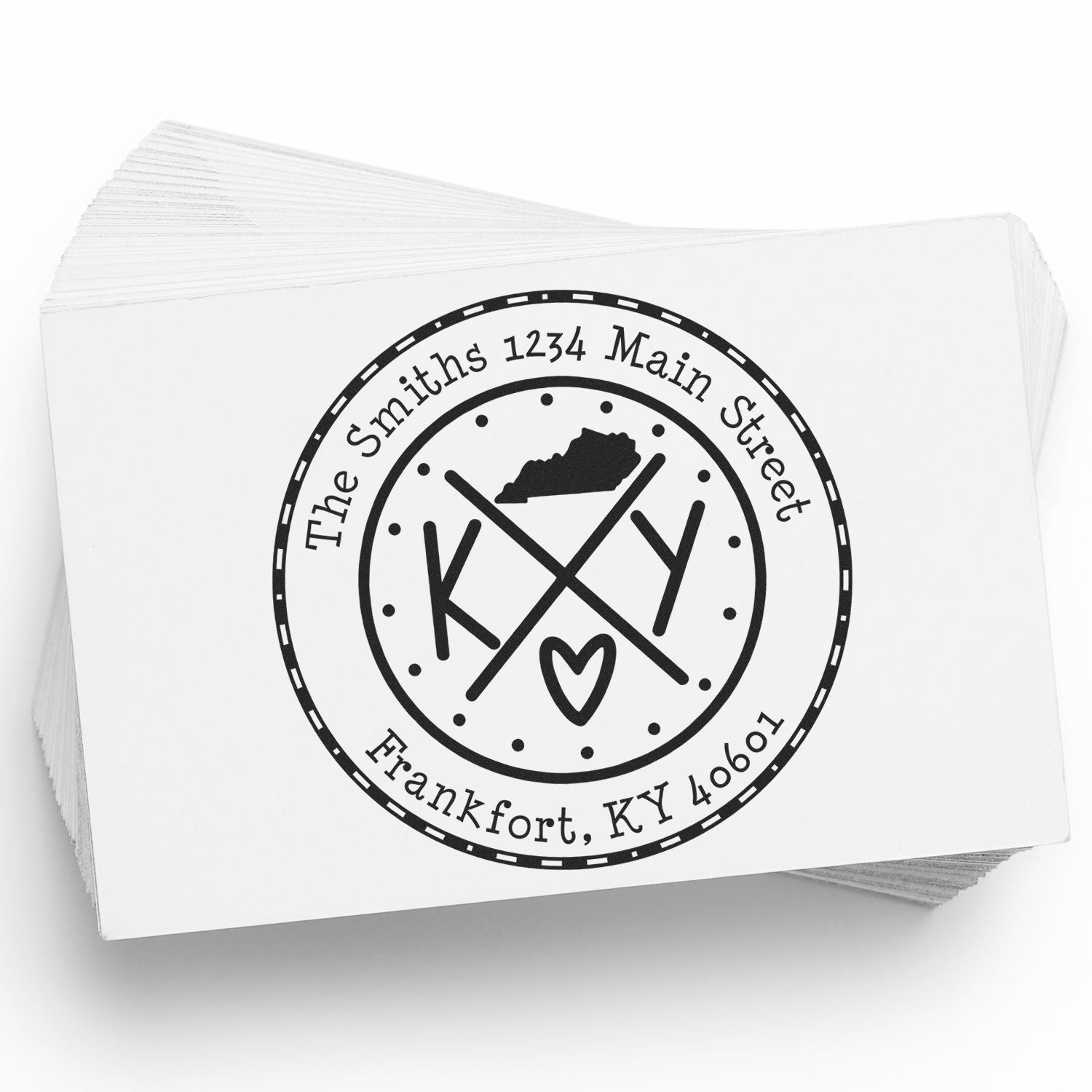 Round PSI Kentucky State Cross Customizable Address Stamper - Engineer Seal Stamps