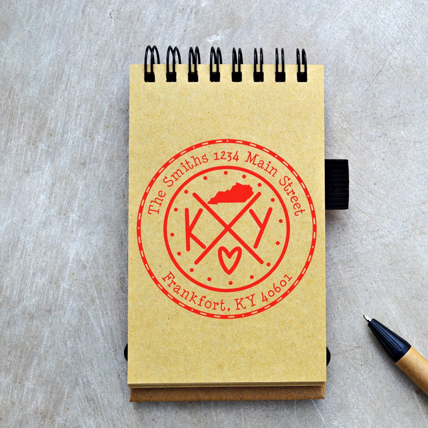 Round PSI Kentucky State Cross Customizable Address Stamper - Engineer Seal Stamps