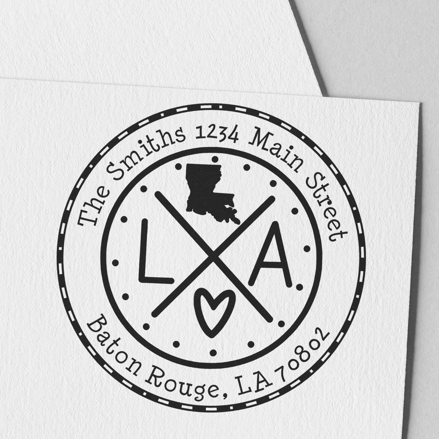 Round PSI Louisiana State Cross Customizable Home Address For Envelopes Pre-Inked Stamp - Engineer Seal Stamps
