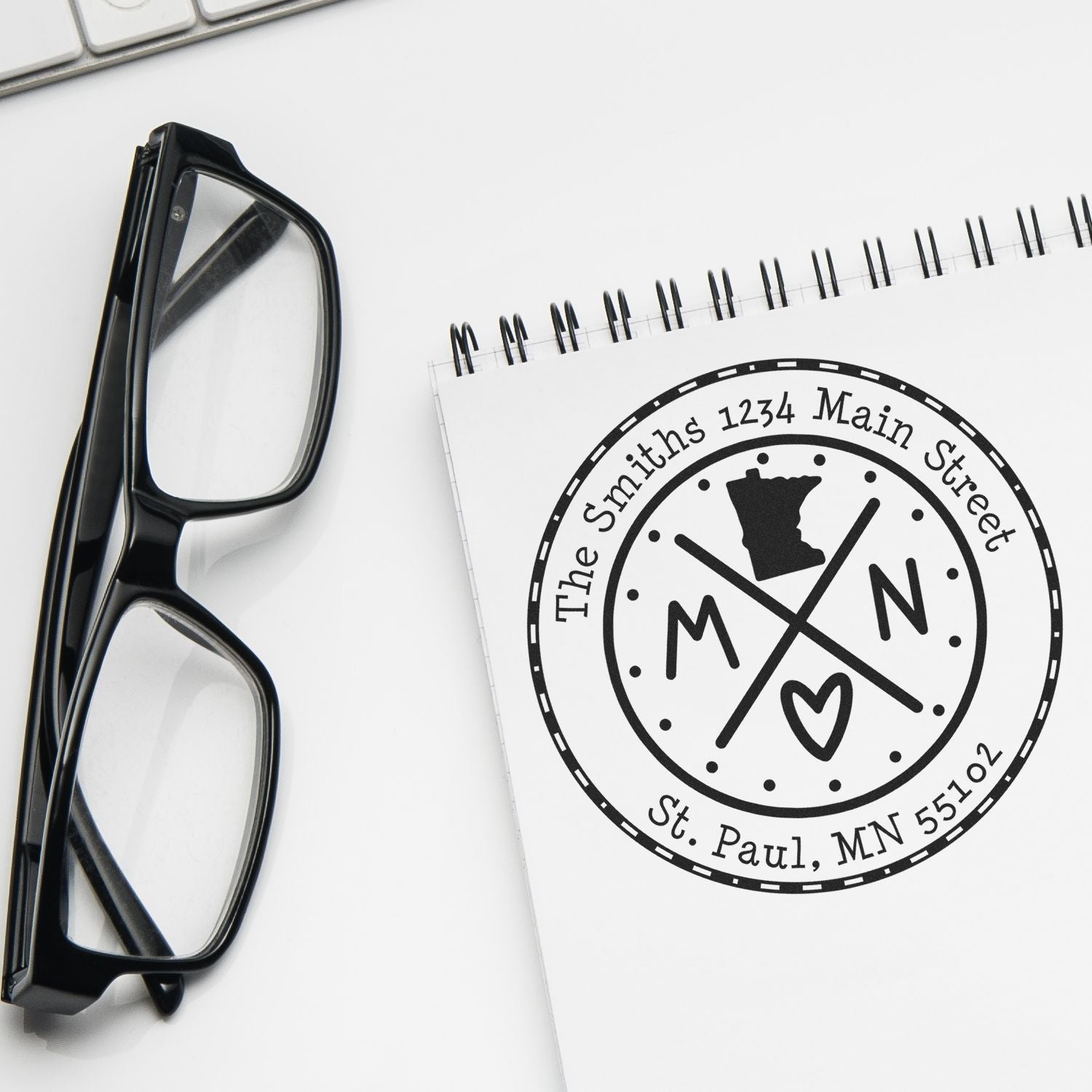 Slim Minnesota State Cross Custom Mailing Address Stamp - Engineer Seal Stamps