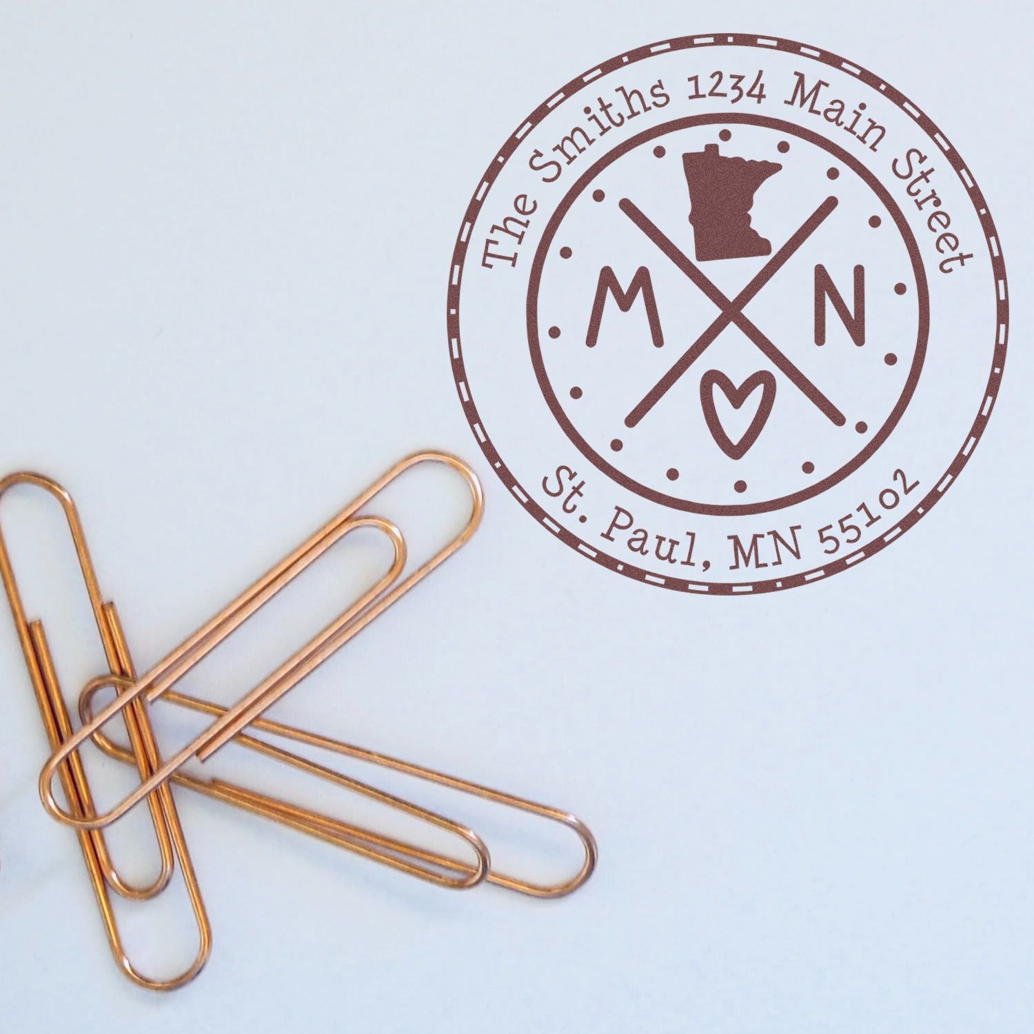 Round PSI Minnesota State Cross Customizable Home Address Stamper - Engineer Seal Stamps