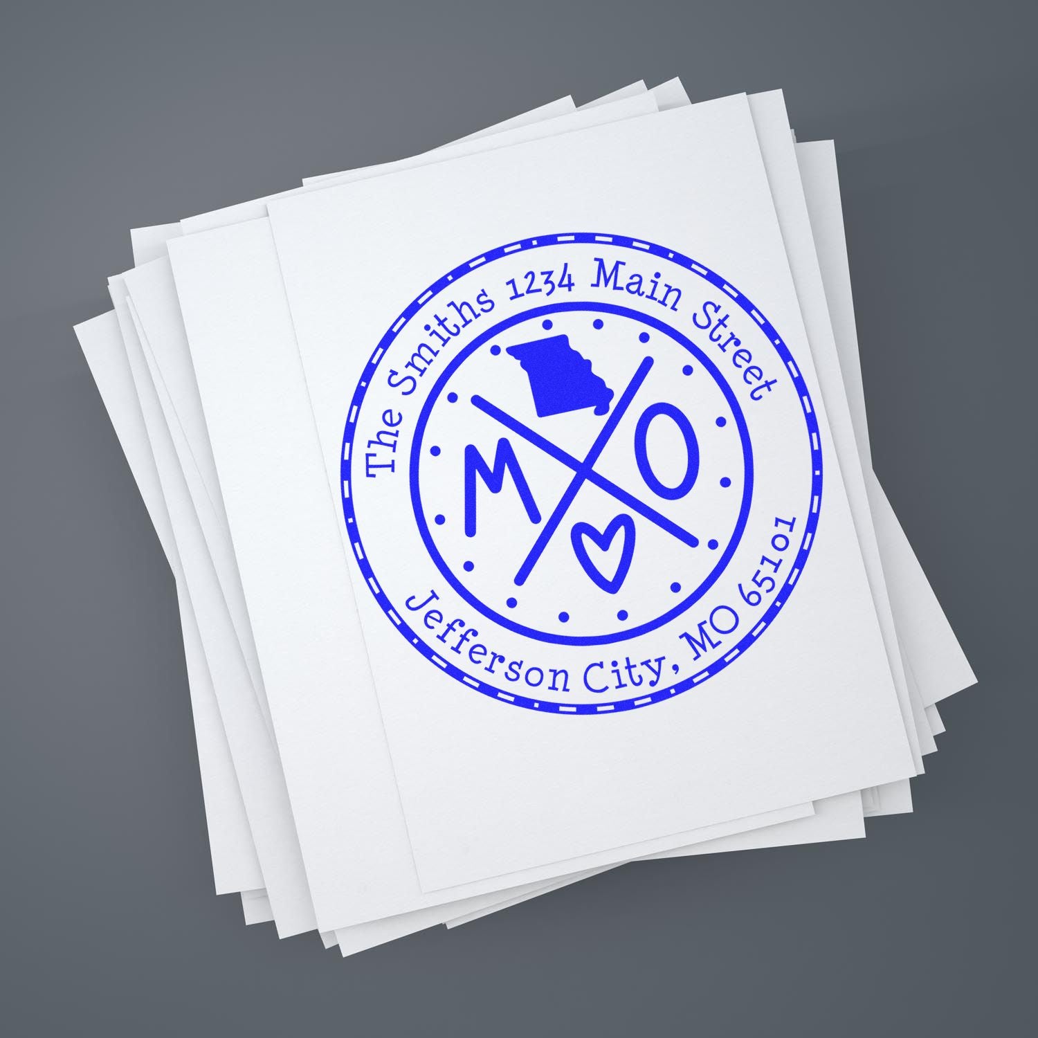 Round PSI Missouri State Cross Customizable Mail Address Stamp - Engineer Seal Stamps