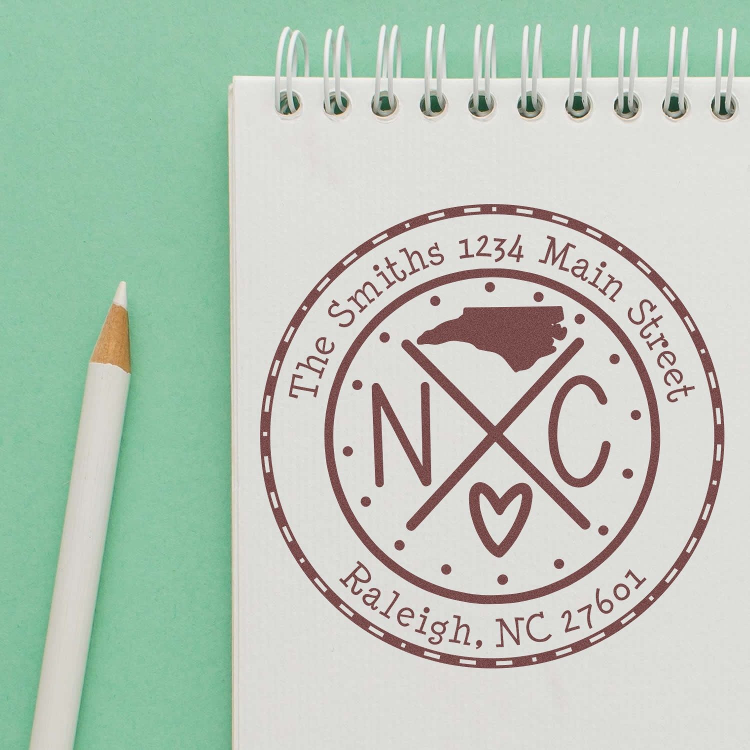 Round PSI North Carolina State Cross Customizable Mailing Pre-Inked Stamp - Engineer Seal Stamps