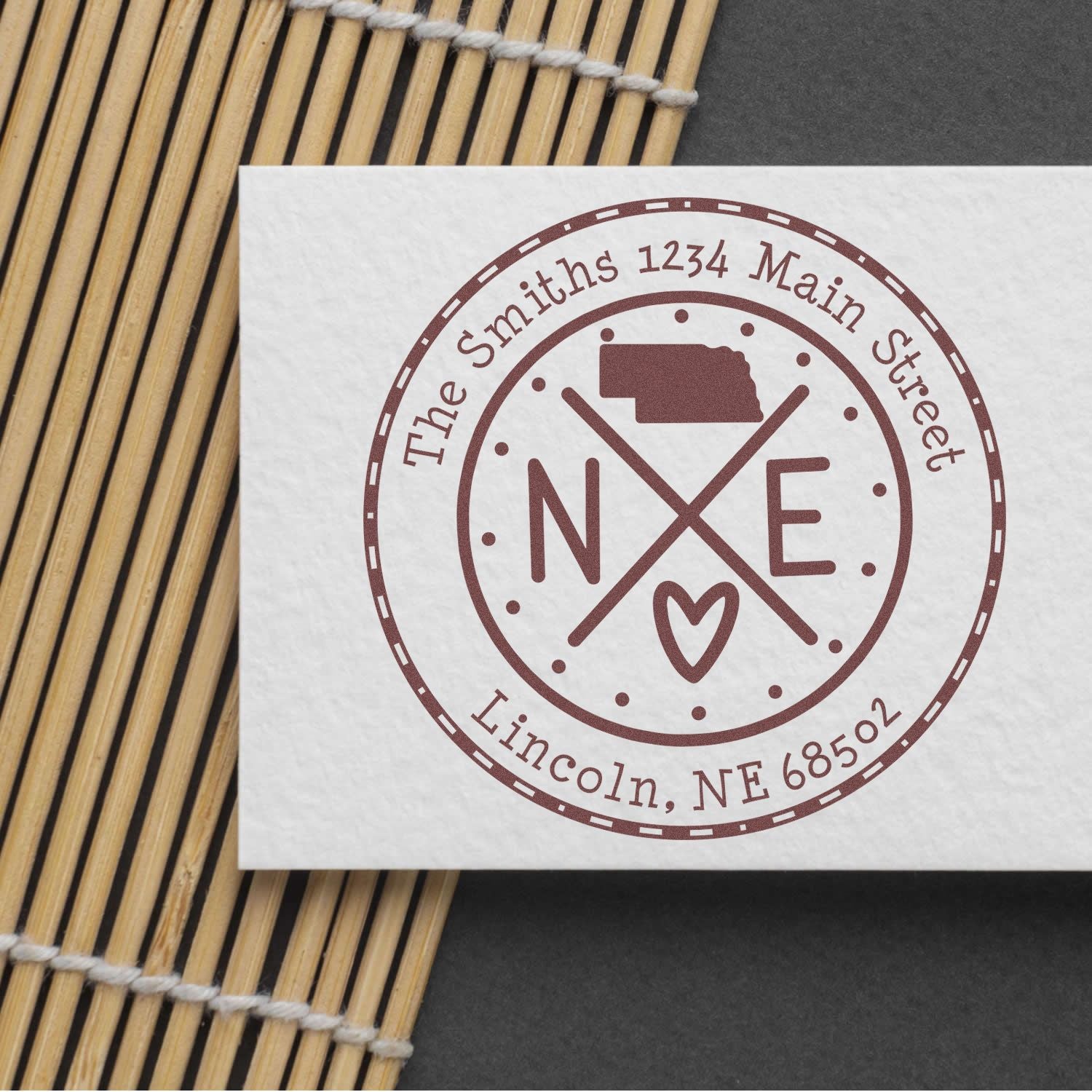 Self-Inking Round Nebraska State Cross Customized Home Address For Envelopes Stamp - Engineer Seal Stamps