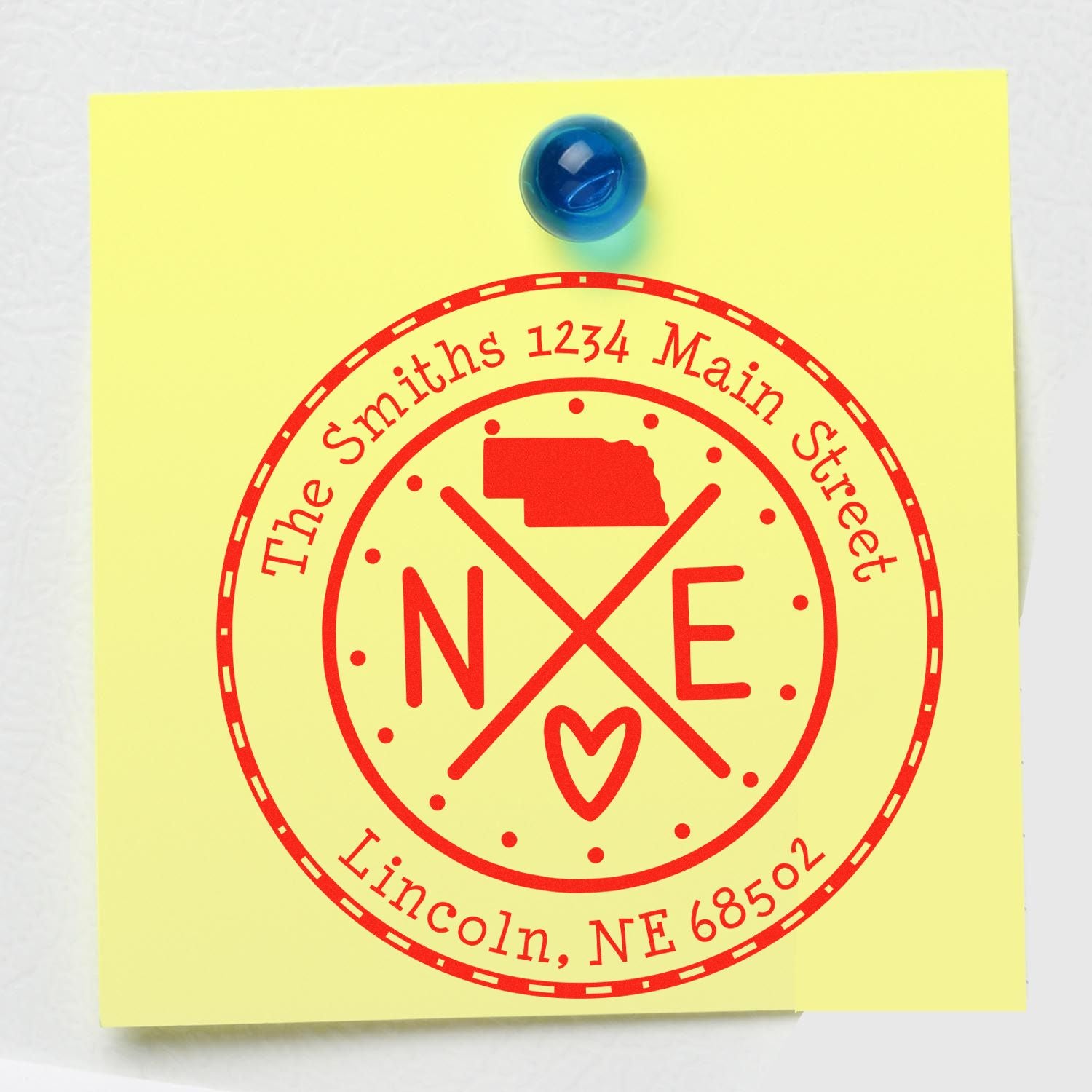 Round PSI Nebraska State Cross Customizable Mail Pre-Inked Stamp - Engineer Seal Stamps