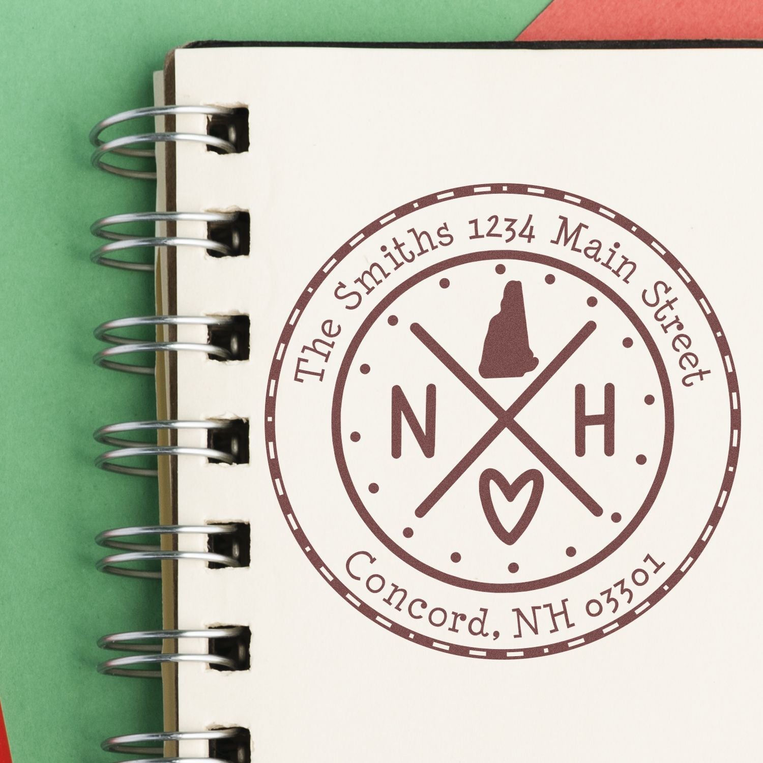 Slim New Hampshire State Cross Custom Name and Address Stamp - Engineer Seal Stamps