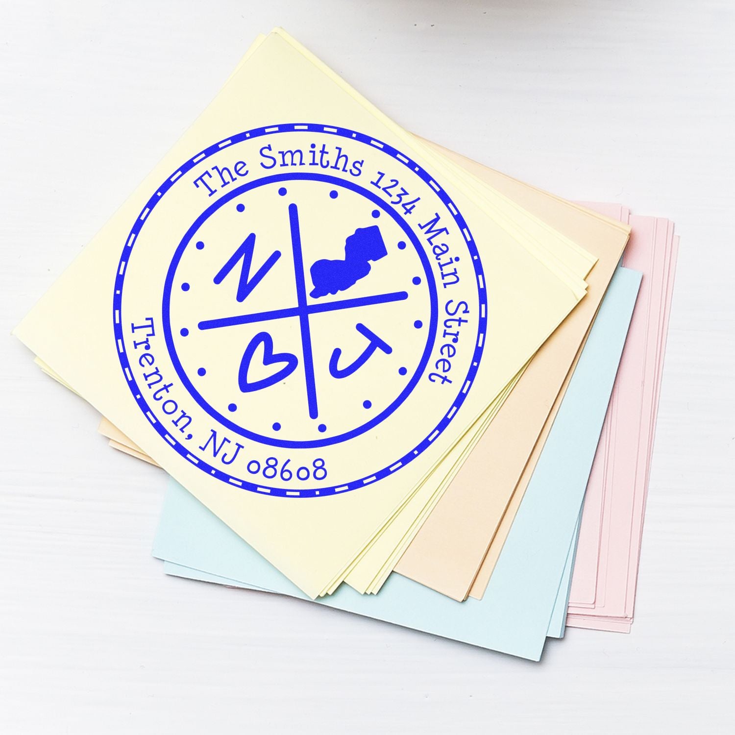 Slim New Jersey State Cross Custom Name and Address Pre-Inked Stamp - Engineer Seal Stamps