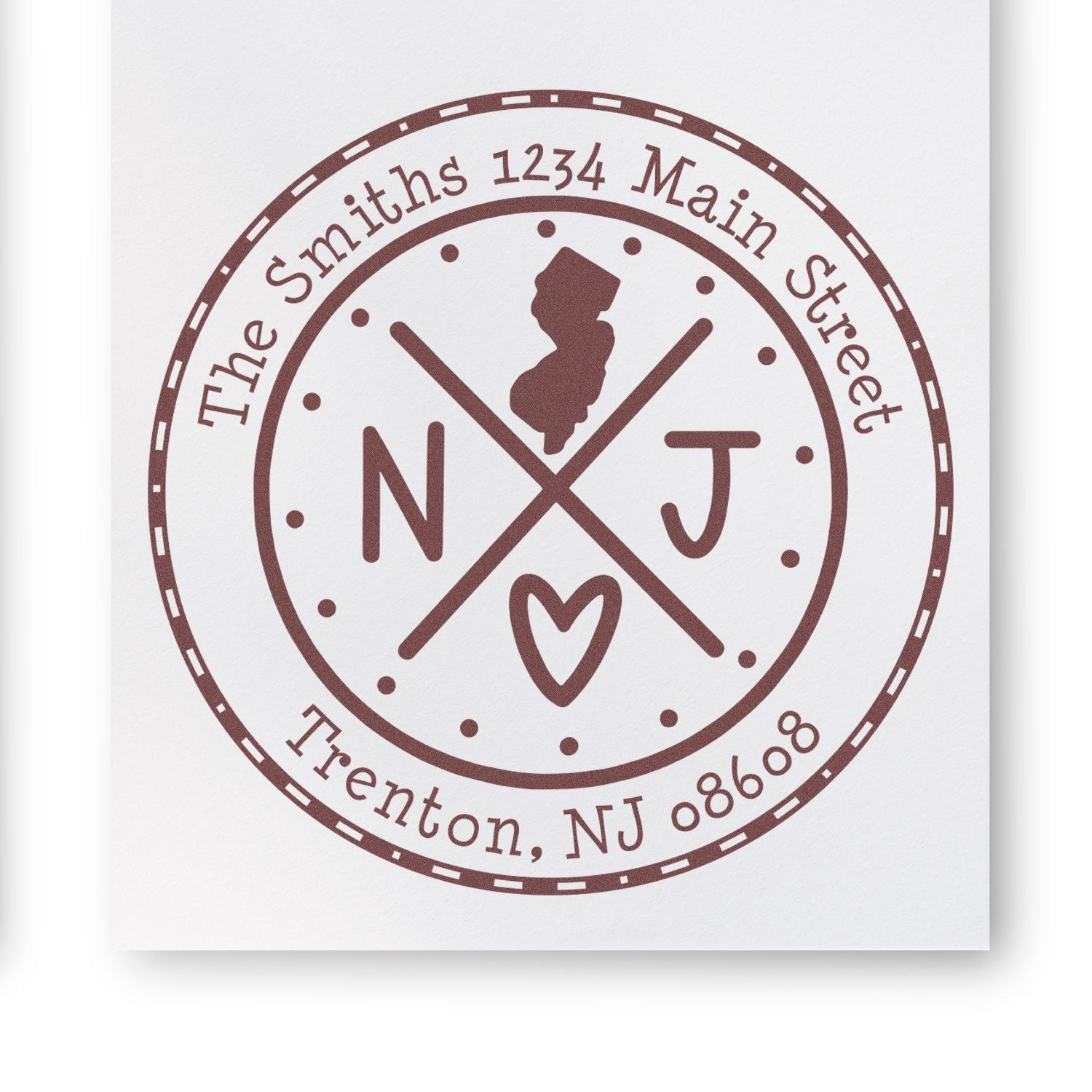 Self-Inking Round New Jersey State Cross Customized Home Address Stamp - Engineer Seal Stamps