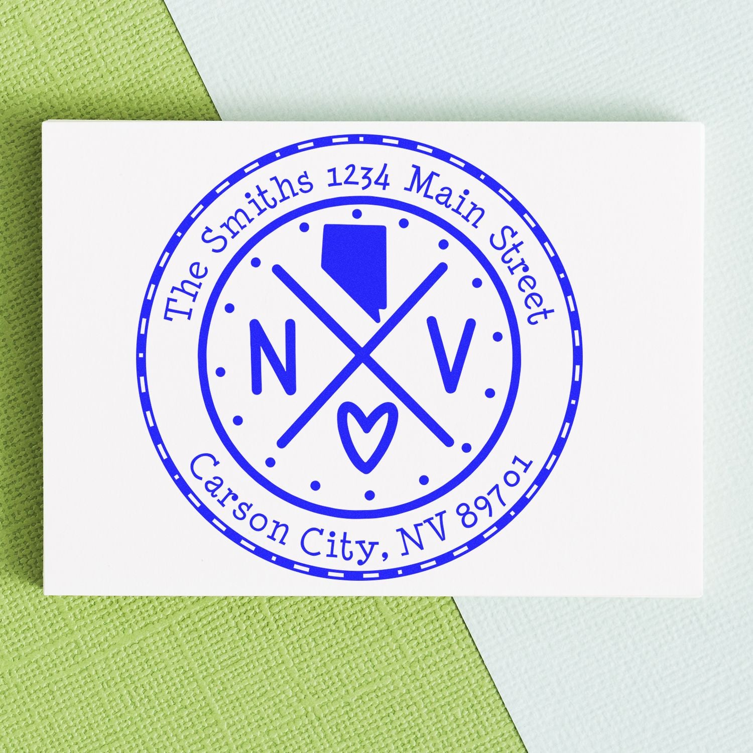 Self-Inking Round Nevada State Cross Customized Home Address For Envelopes Stamper - Engineer Seal Stamps