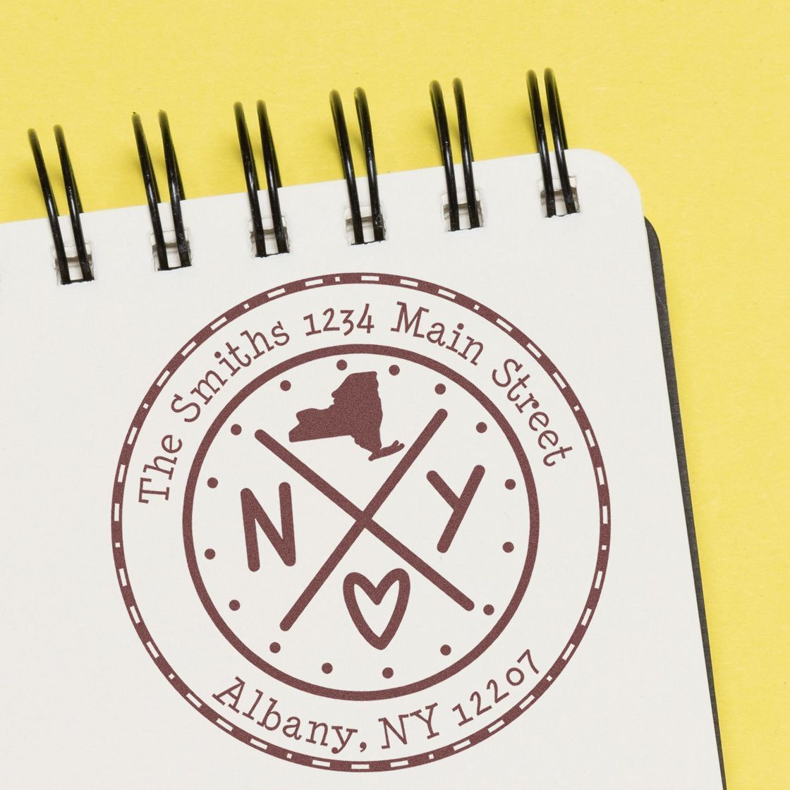 Round PSI New York State Cross Customizable Mailing Address Stamper - Engineer Seal Stamps