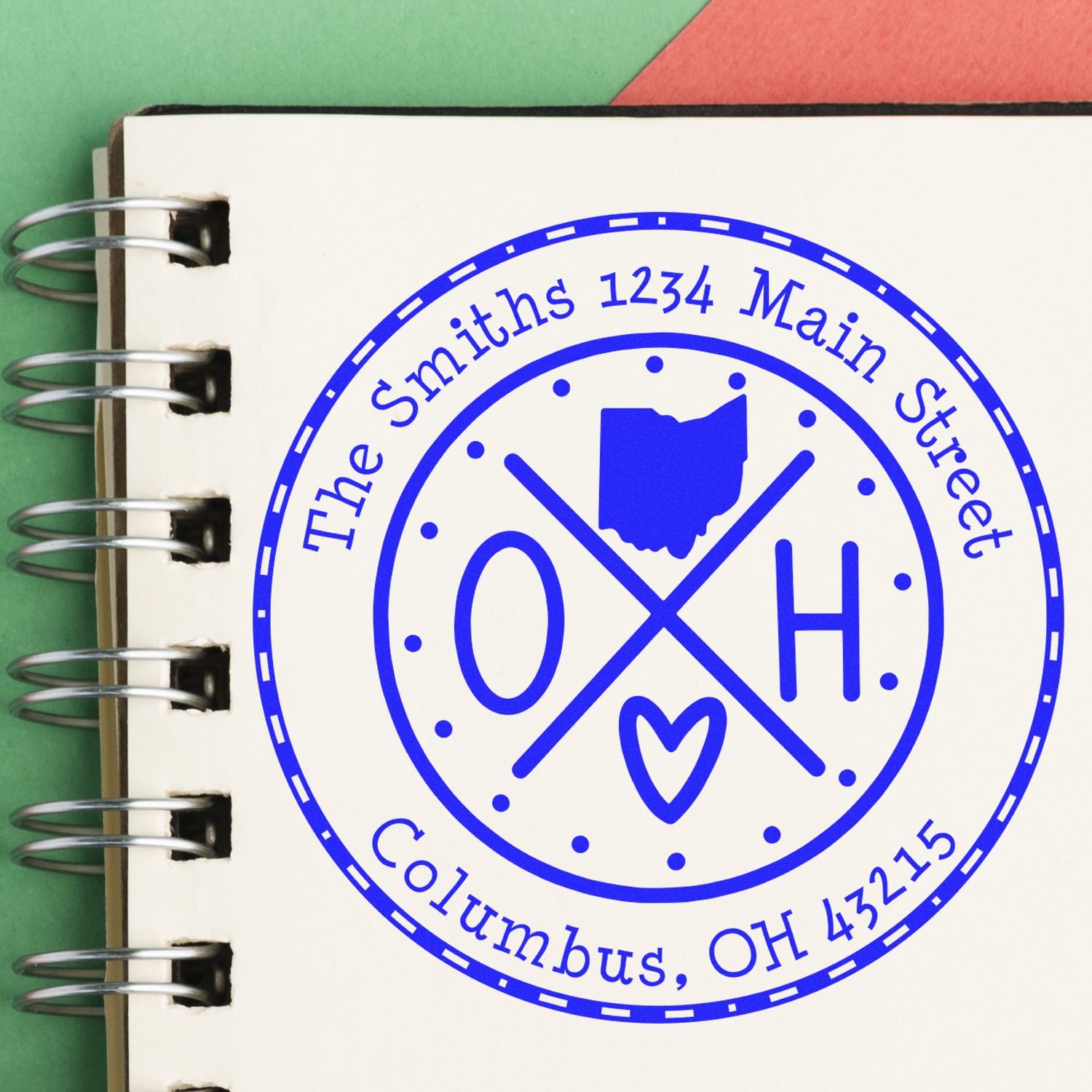 Wooden Handle Round Ohio State Cross Custom-Made Home Address For Envelopes Stamp - Engineer Seal Stamps