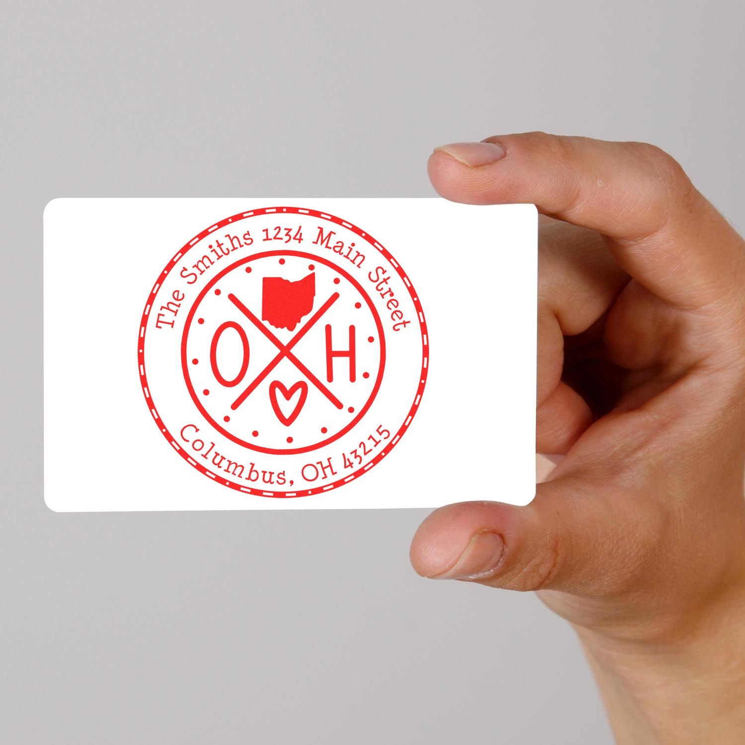 Self-Inking Round Ohio State Cross Customized Mail Rubber Stamp - Engineer Seal Stamps