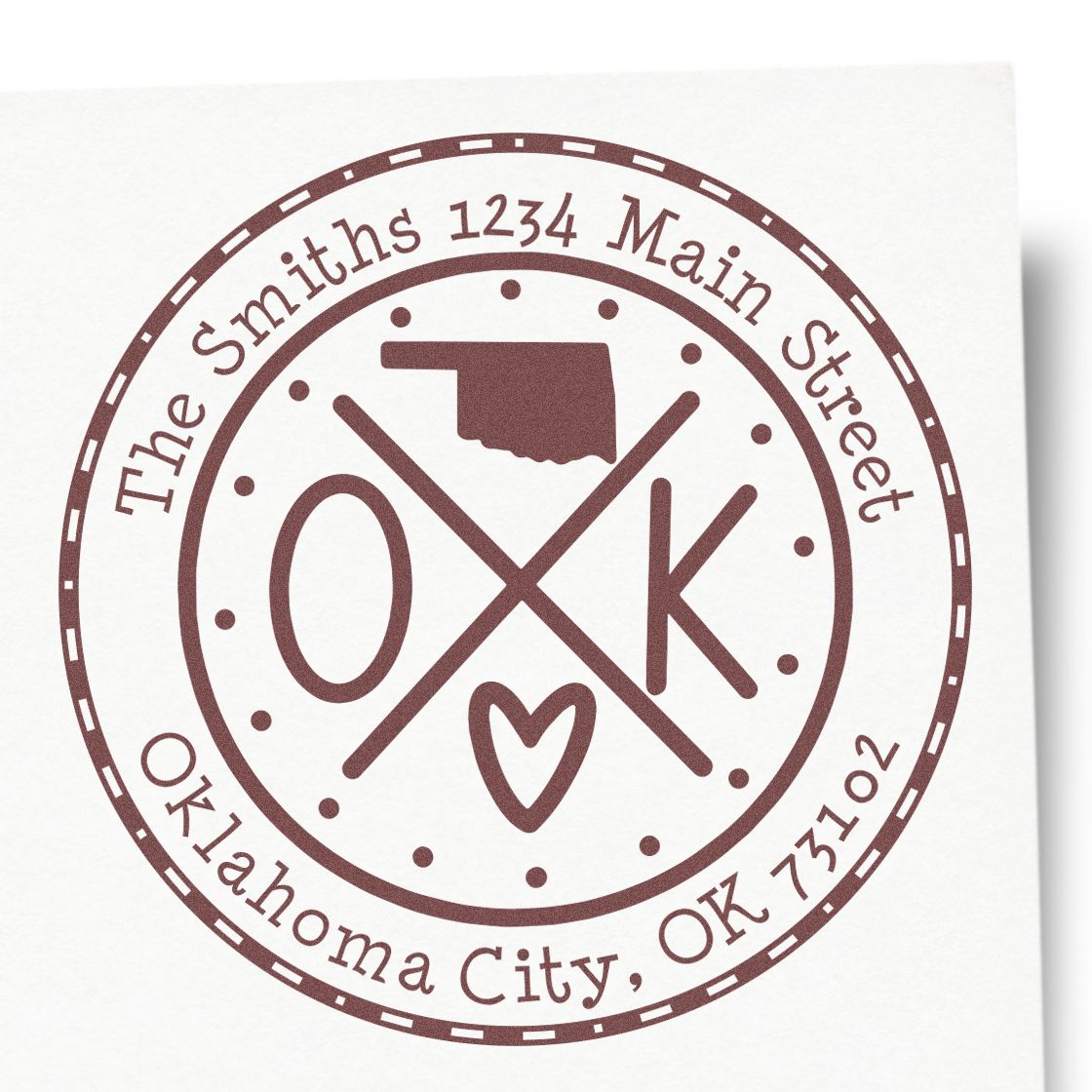 Round PSI Oklahoma State Cross Customizable Name and Address Pre-Inked Stamp - Engineer Seal Stamps