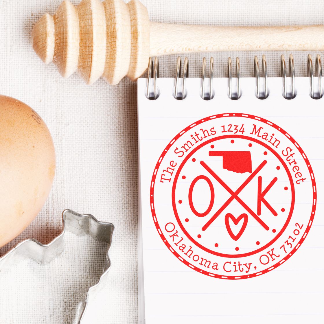Wooden Handle Round Oklahoma State Cross Custom-Made Home Address For Envelopes Rubber Stamp - Engineer Seal Stamps