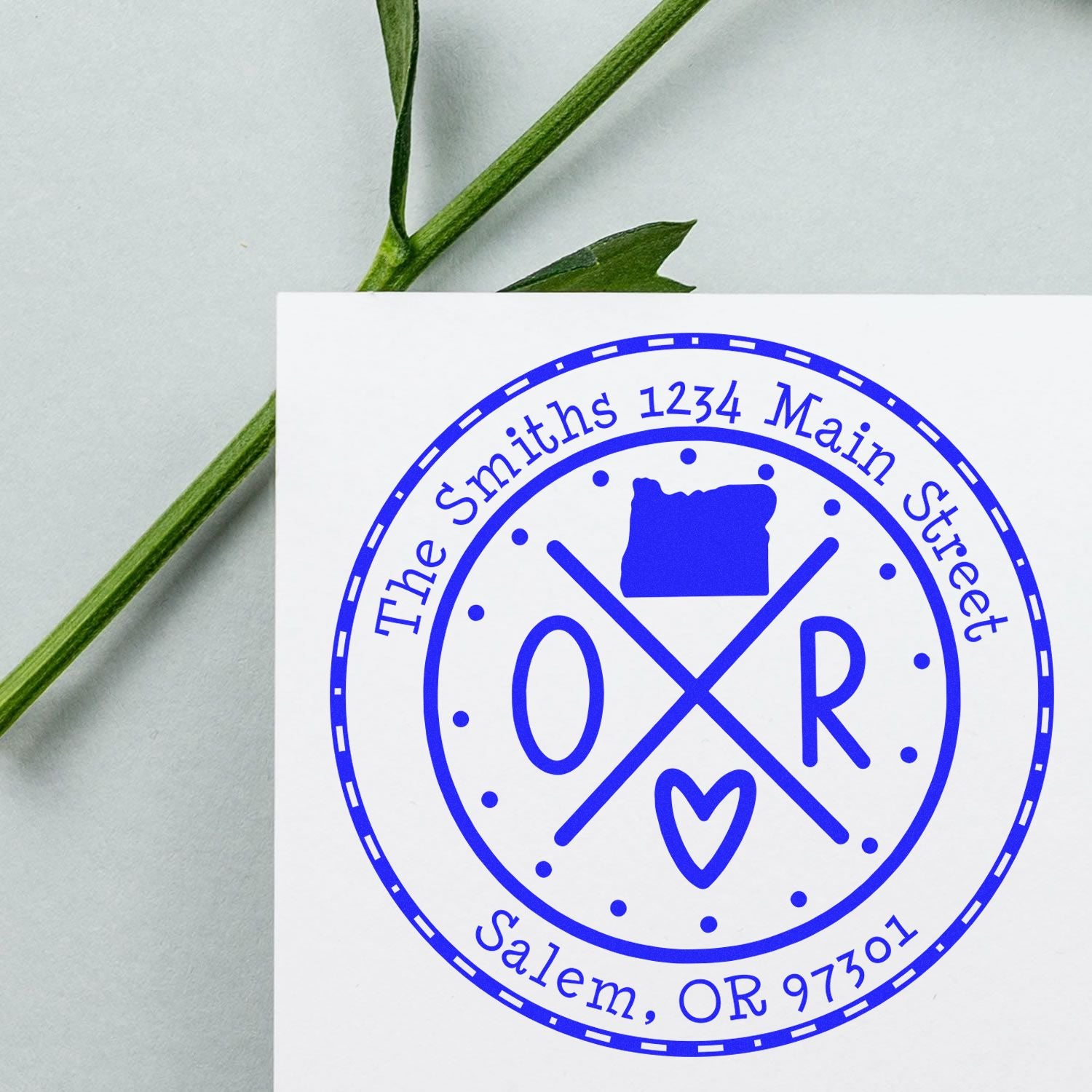 Round PSI Oregon State Cross Customizable Name and Address Stamp - Engineer Seal Stamps