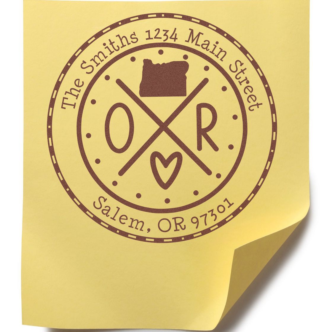 Wooden Handle Round Oregon State Cross Custom-Made Home Address Rubber Stamp - Engineer Seal Stamps