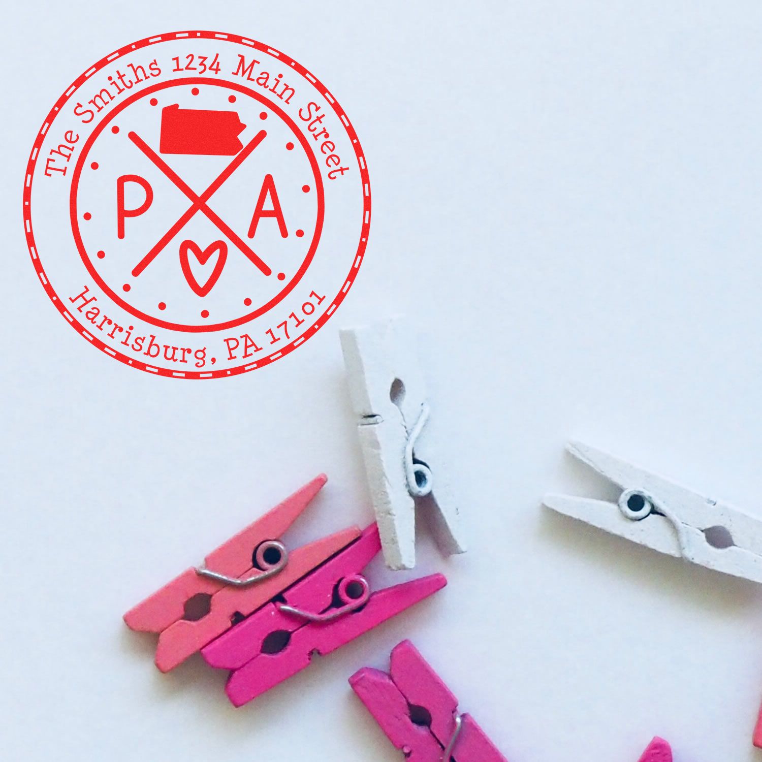 Self-Inking Round Pennsylvania State Cross Customized Mailing Address Rubber Stamp - Engineer Seal Stamps