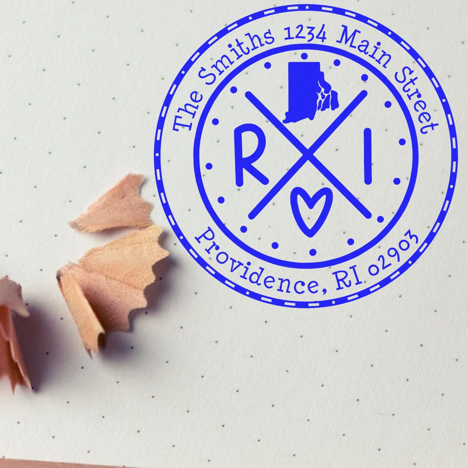 Self-Inking Round Rhode Island State Cross Customized Mailing Address Stamp - Engineer Seal Stamps