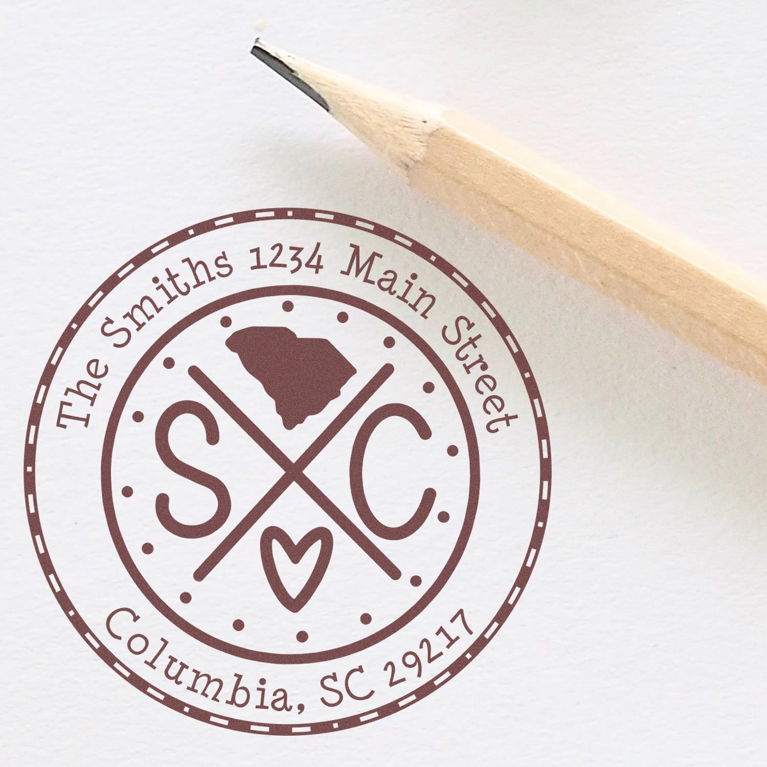 Slim South Carolina State Cross Customizable Address Label Pre-Inked Stamp - Engineer Seal Stamps