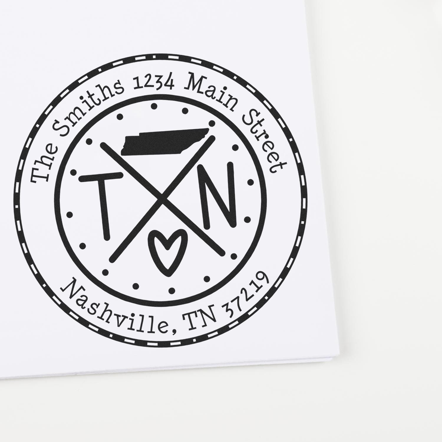 Self-Inking Round Tennessee State Cross Customized Mailing Stamp - Engineer Seal Stamps