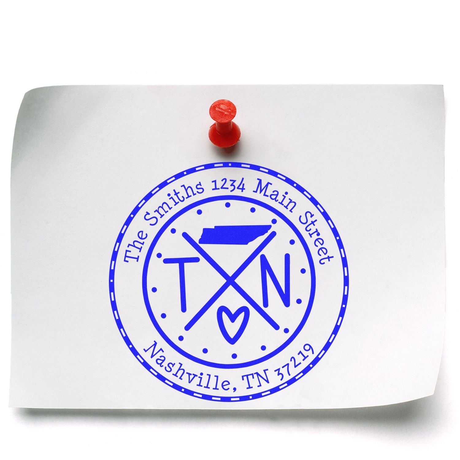 Wooden Handle Round Tennessee State Cross Custom-Made Mail Address Rubber Stamp - Engineer Seal Stamps