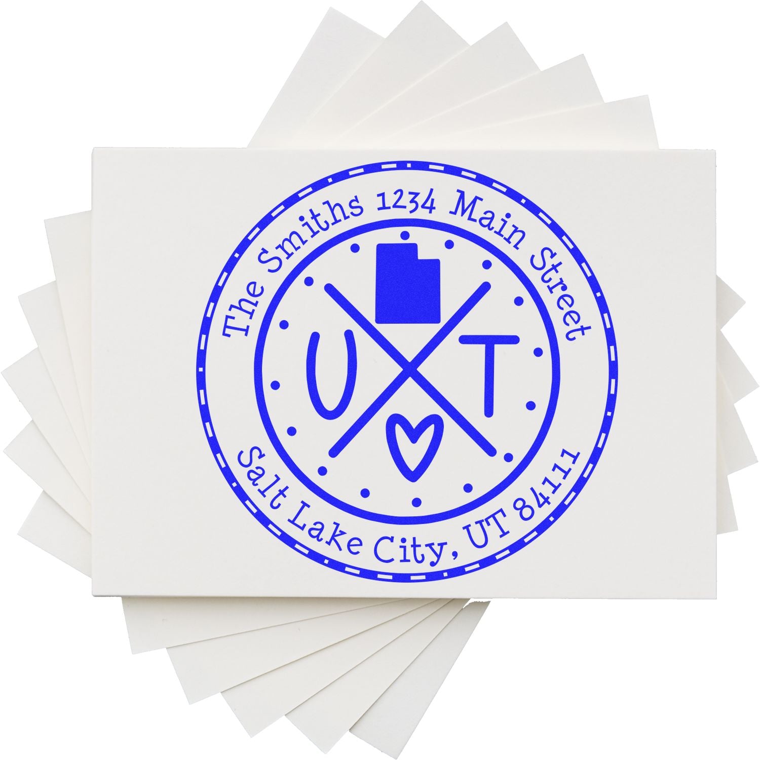 Self-Inking Round Utah State Cross Customized Name and Address Rubber Stamp - Engineer Seal Stamps