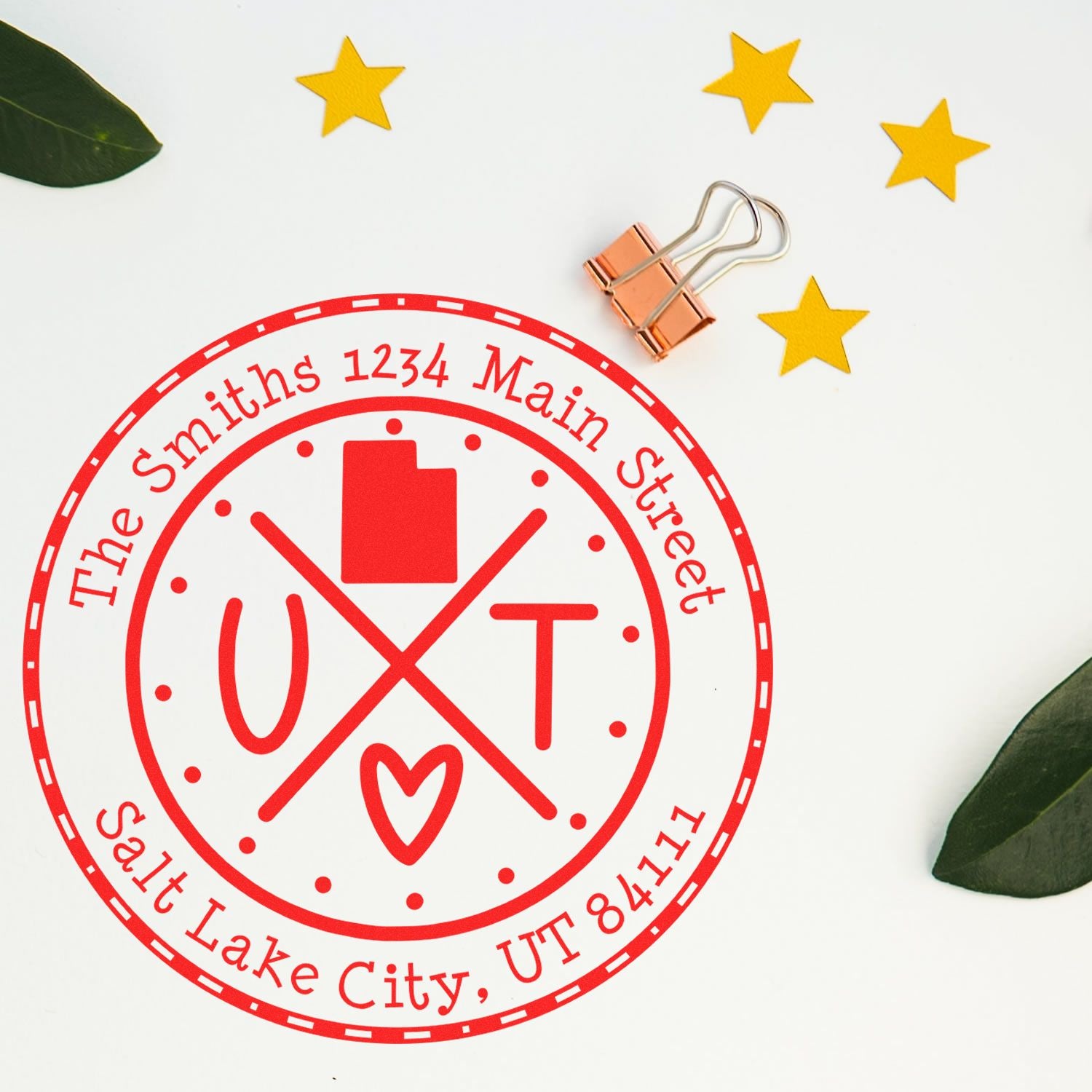 Slim Utah State Cross Customizable Address Return Stamp - Engineer Seal Stamps