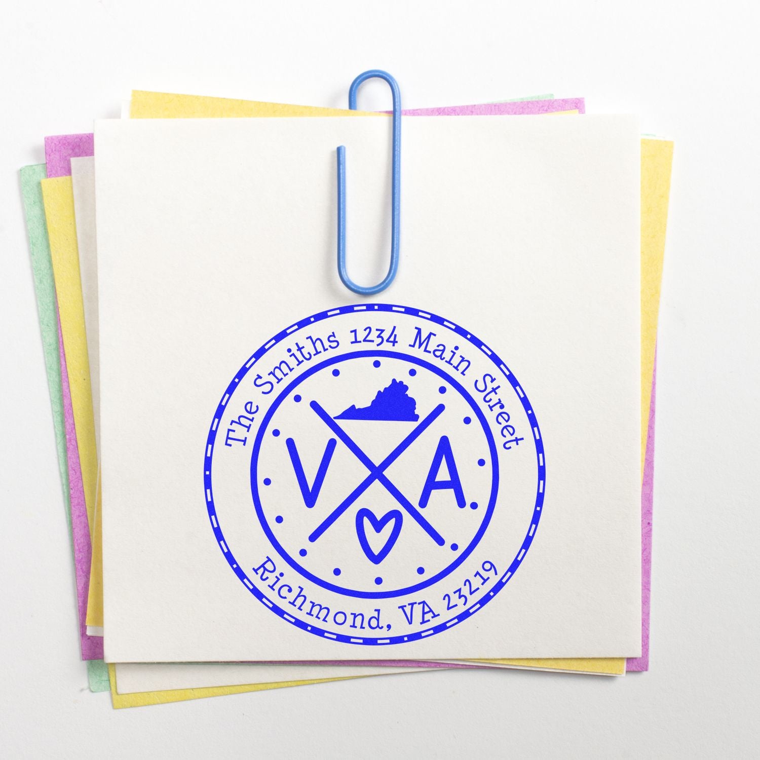 Round PSI Virginia State Cross Customizable Return Address Stamp - Engineer Seal Stamps