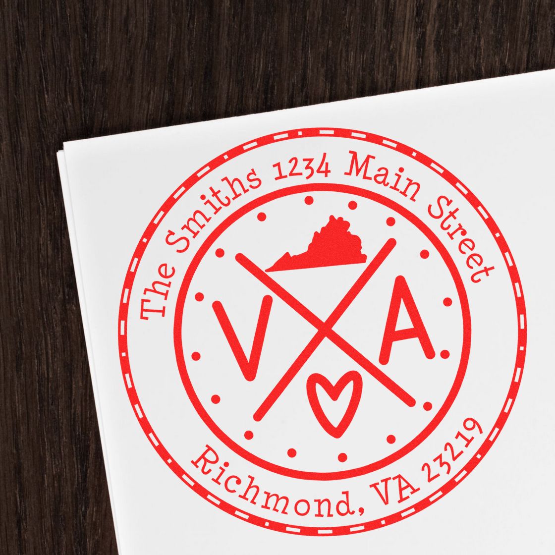 Wooden Handle Round Virginia State Cross Custom-Made Mailing Address Rubber Stamp - Engineer Seal Stamps