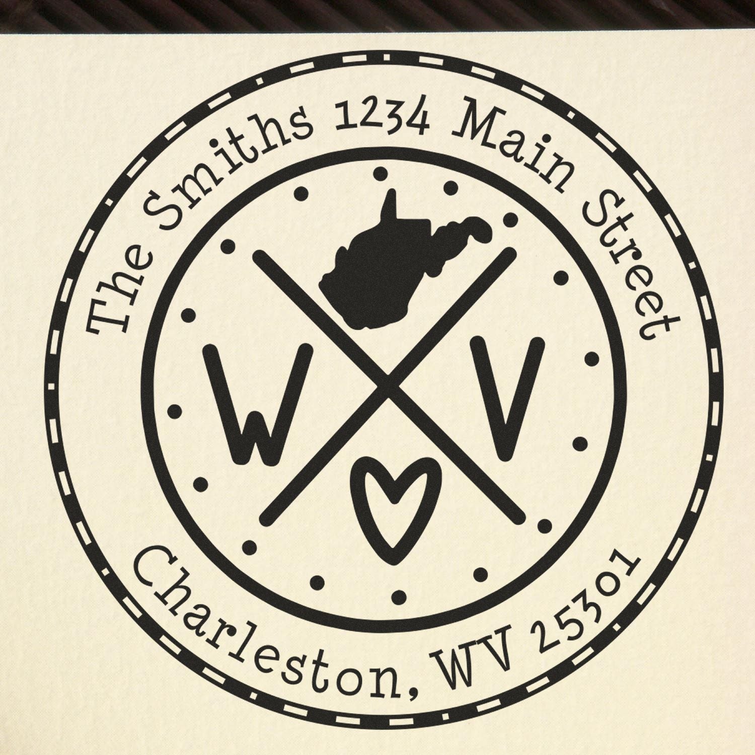 Slim West Virginia State Cross Customizable Address Pre-Inked Stamp - Engineer Seal Stamps