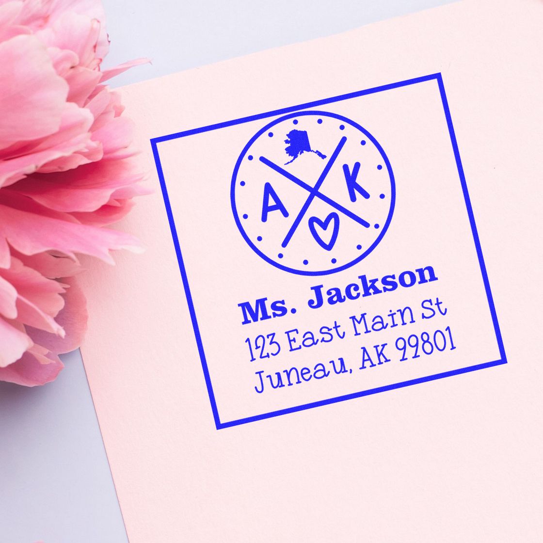Self-Inking Alaska State Cross Customized Home Address for Envelopes Stamp - Engineer Seal Stamps