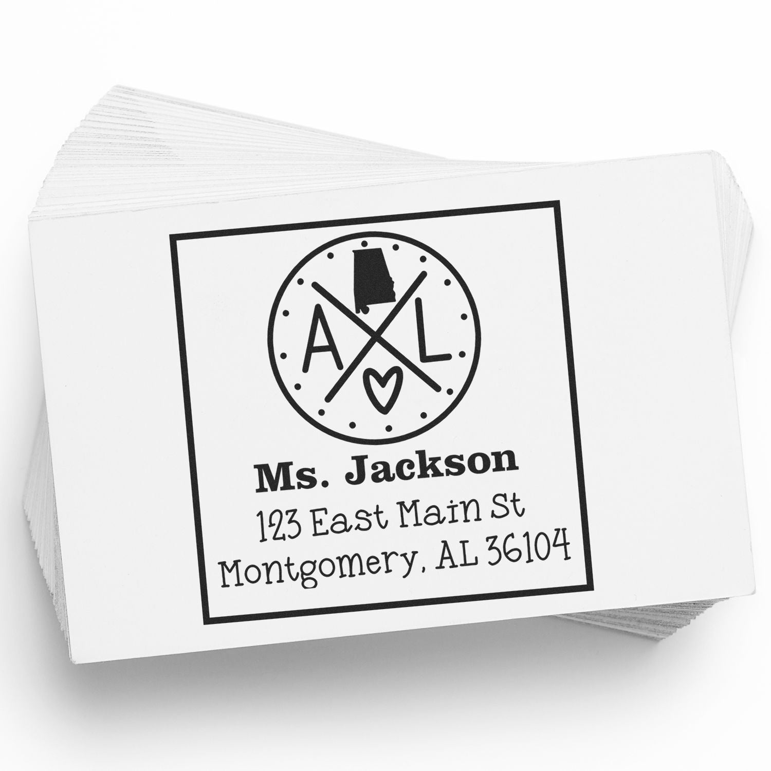 Wood Handle Alabama State Cross Customized Mailing Address Stamp - Engineer Seal Stamps