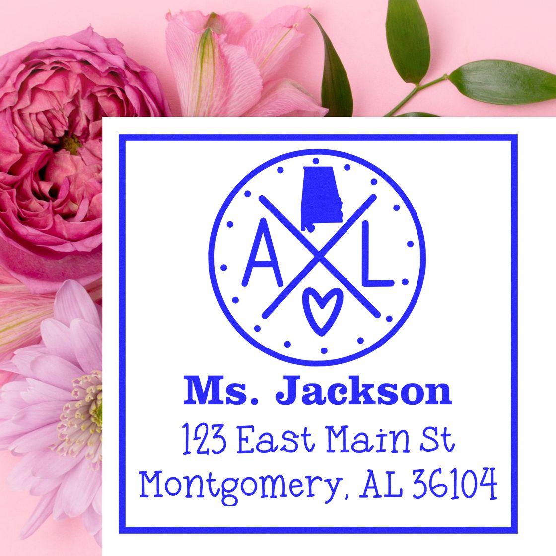 Self-Inking Alabama State Cross Customized New Address Rubber Stamp - Engineer Seal Stamps