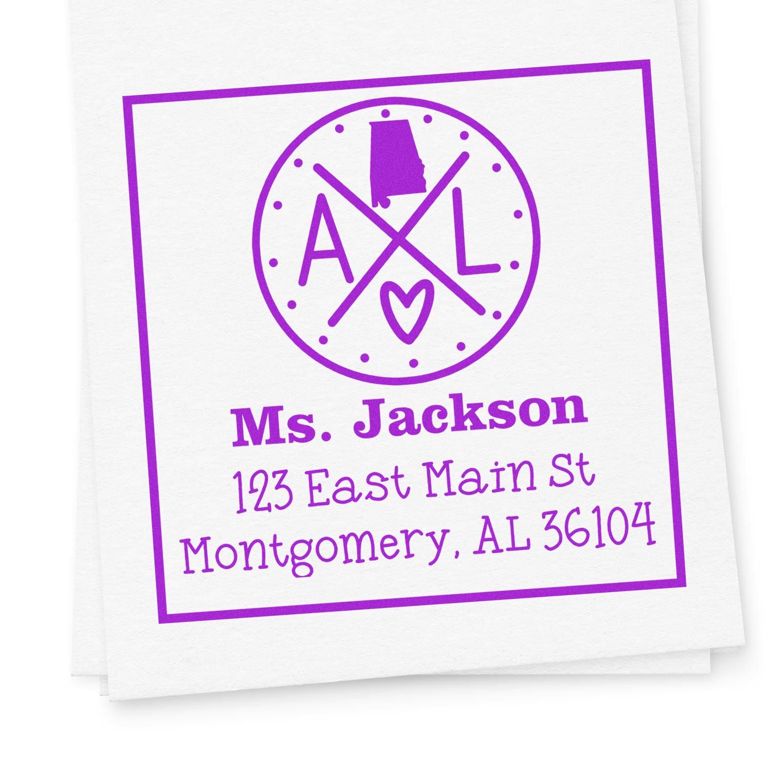 Wood Handle Alabama State Cross Customized Mailing Address Stamp - Engineer Seal Stamps