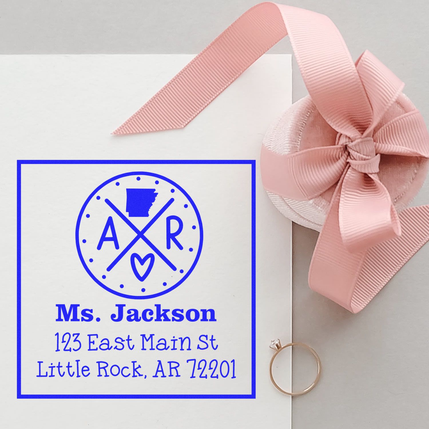 Wood Handle Arkansas State Cross Customized Mail Address Stamp - Engineer Seal Stamps