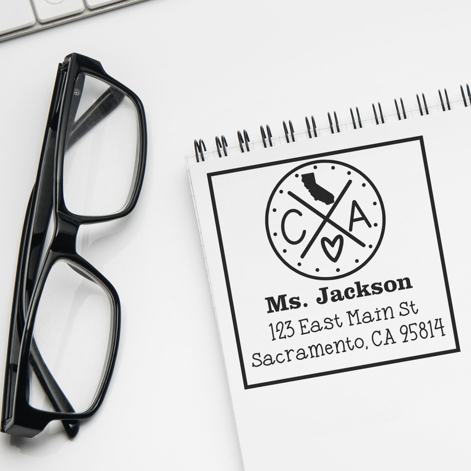 PSI Pre-Inked California State Cross Customizable Return Address Rubber Stamp - Engineer Seal Stamps