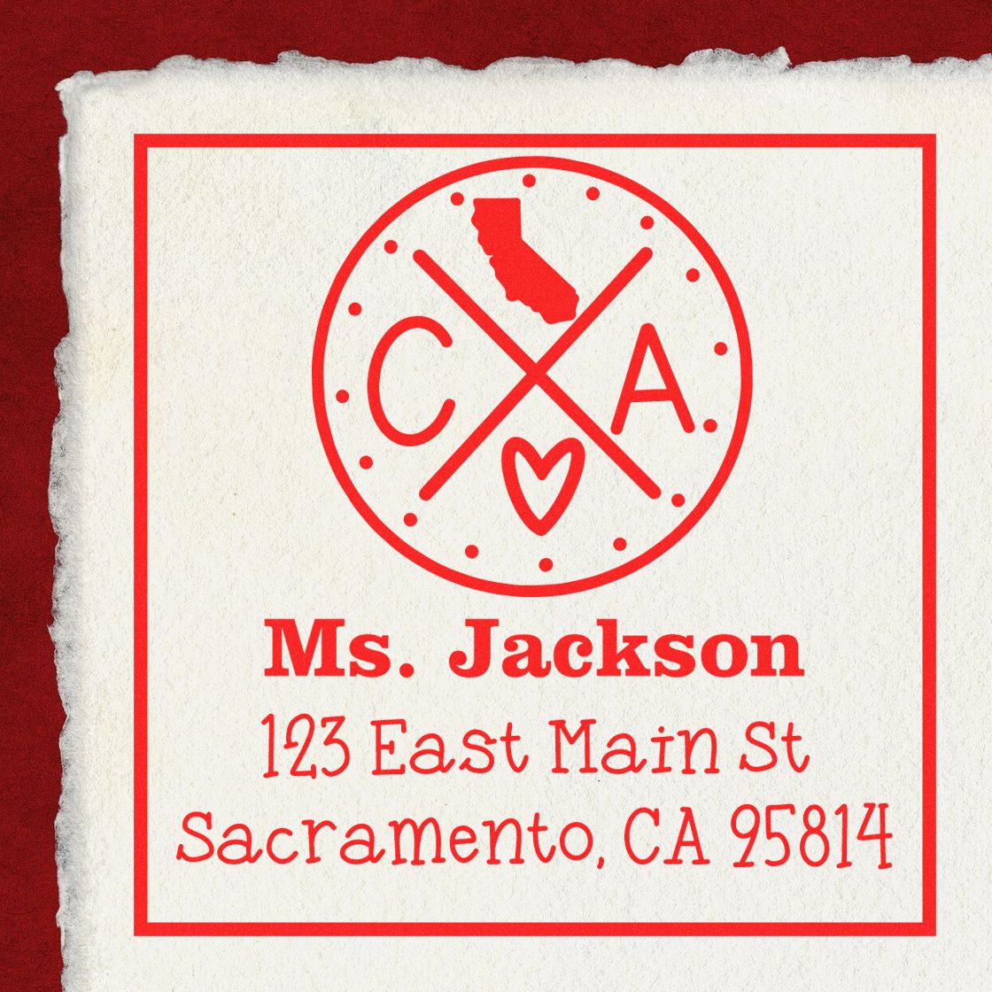 Self-Inking California State Cross Customized Address Label Stamp - Engineer Seal Stamps