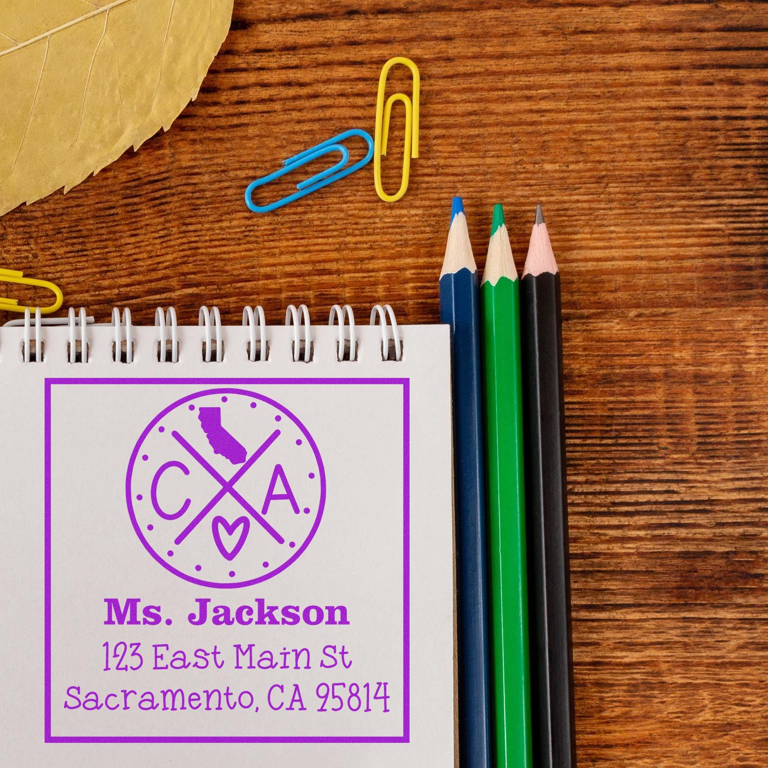Slim California State Cross Customizable Mail Stamper - Engineer Seal Stamps