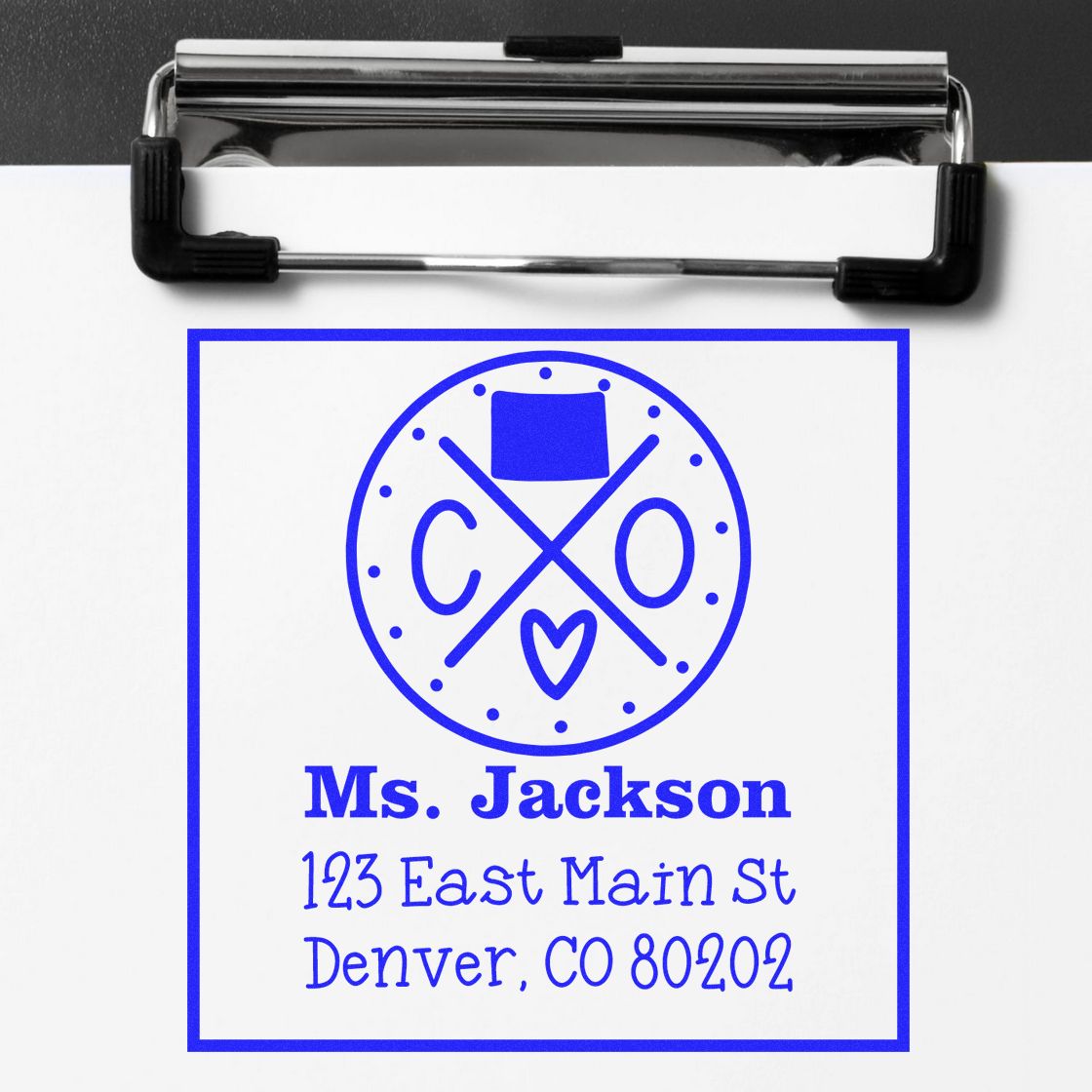 Self-Inking Colorado State Cross Customized Address Label Stamper - Engineer Seal Stamps