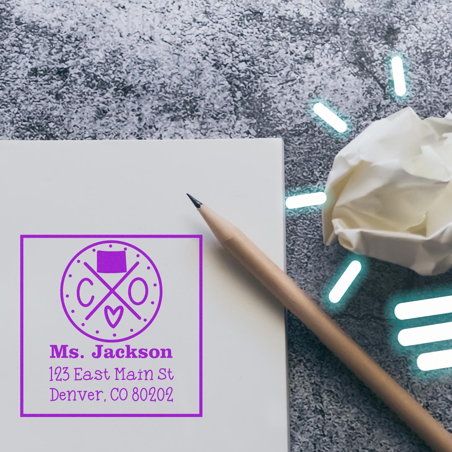 Slim Colorado State Cross Customizable Mail Pre-Inked Stamp - Engineer Seal Stamps