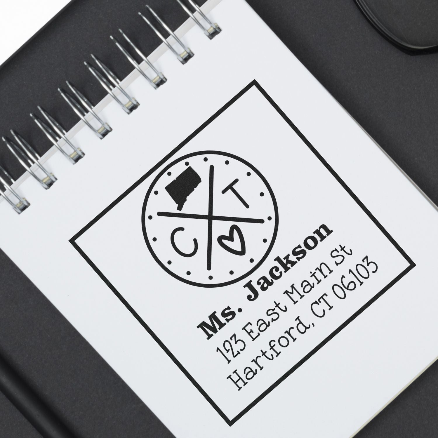 Wood Handle Connecticut State Cross Customized New Address Stamp - Engineer Seal Stamps