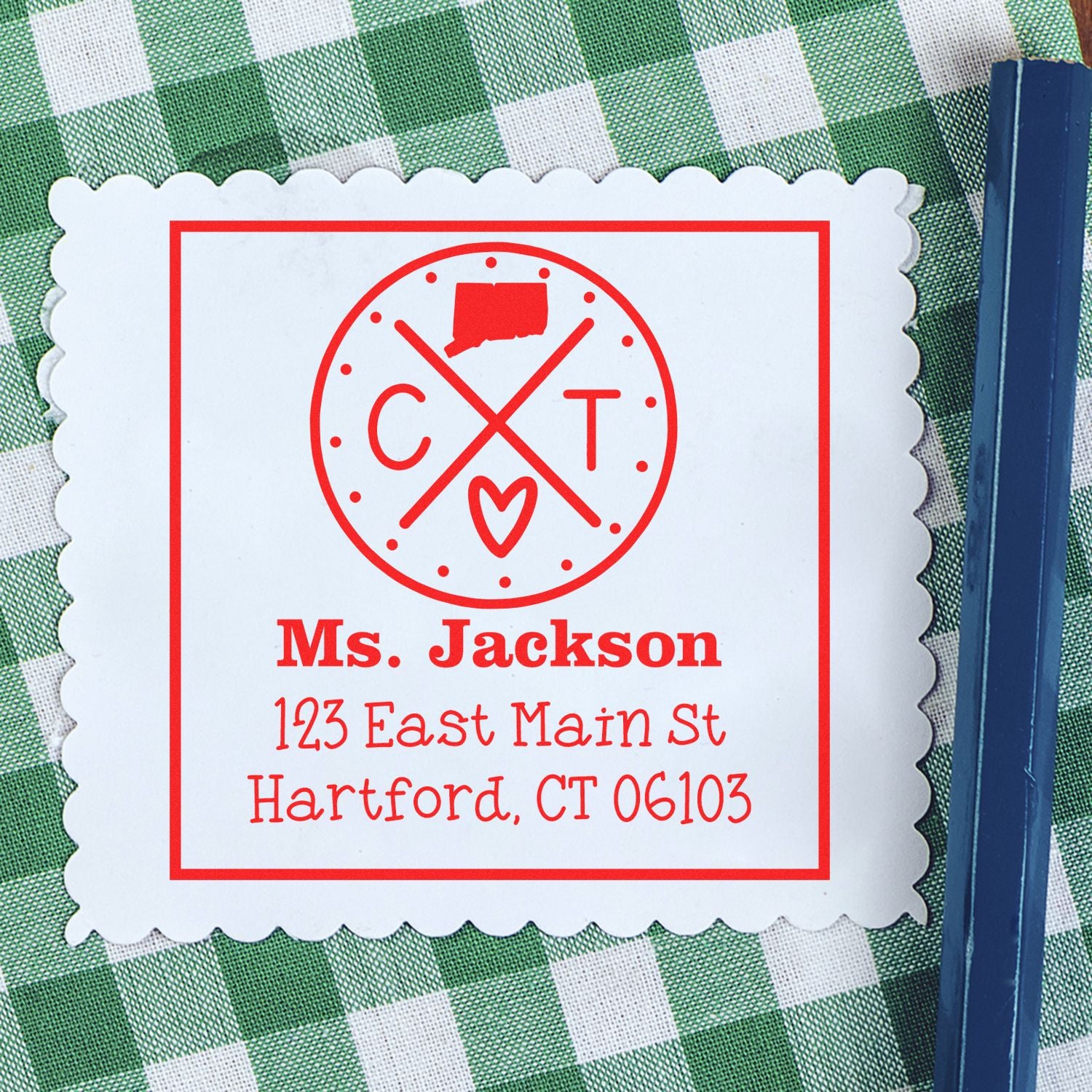 Self-Inking Connecticut State Cross Customized Address Label Rubber Stamp - Engineer Seal Stamps