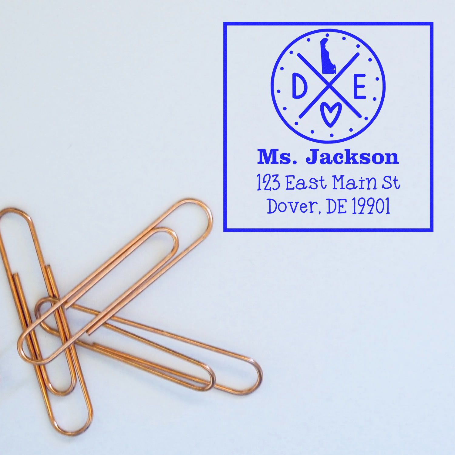 Wood Handle Delaware State Cross Customized New Address Stamper - Engineer Seal Stamps