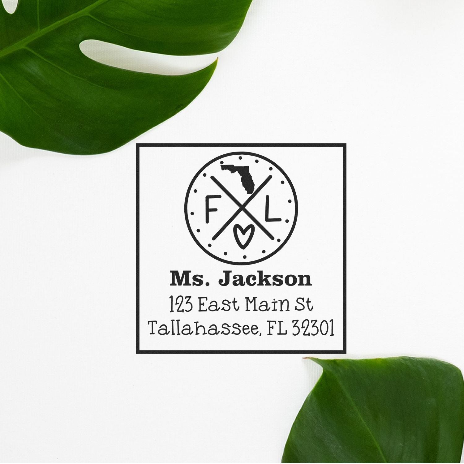 Wood Handle Florida State Cross Customized New Address Rubber Stamp - Engineer Seal Stamps