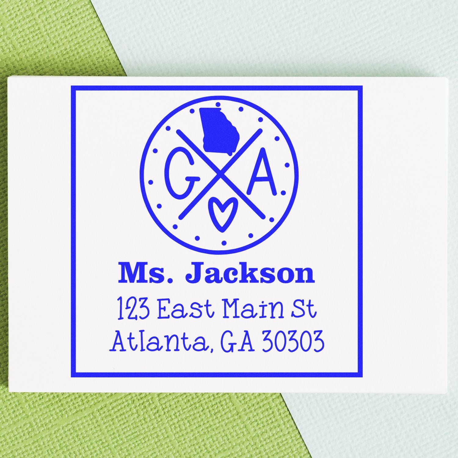 Self-Inking Georgia State Cross Customizable Address Rubber Stamp - Engineer Seal Stamps